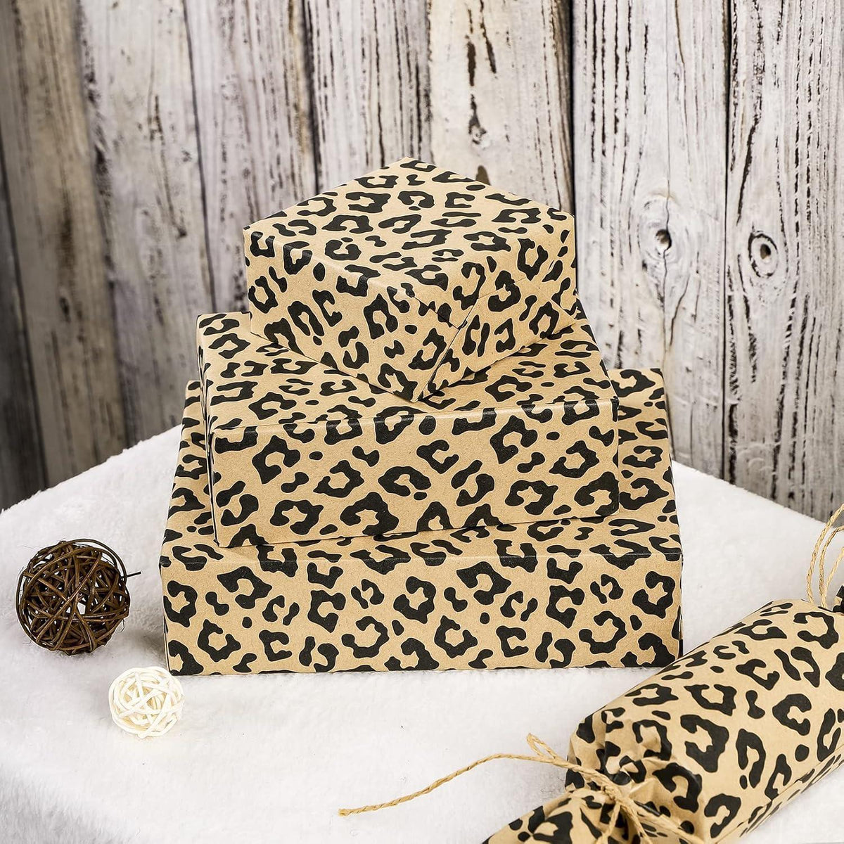Kraft Geschenkpapier Rolle Leopardenmuster 43x10m