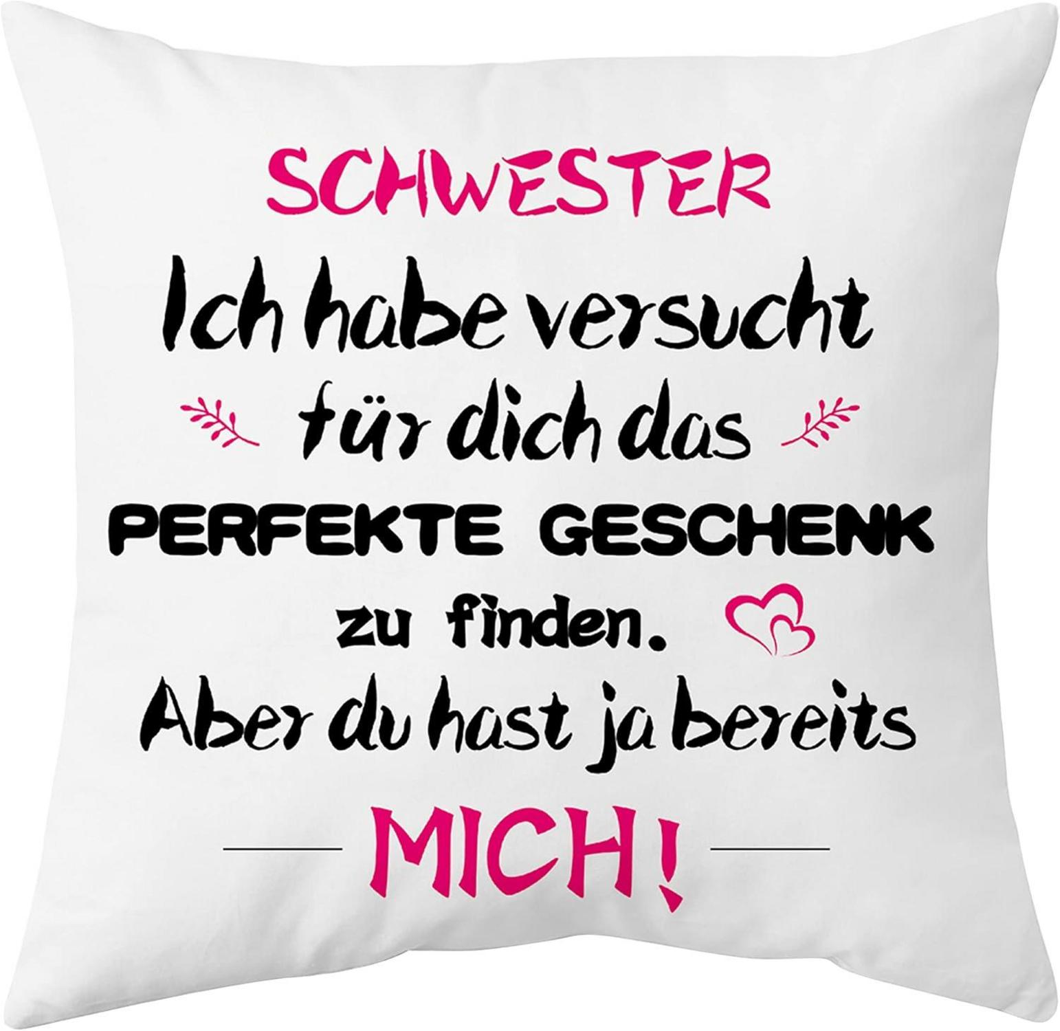 Schwester Geschenk Kissenbezug 40x40cm Weiß Weihnachten Birthday