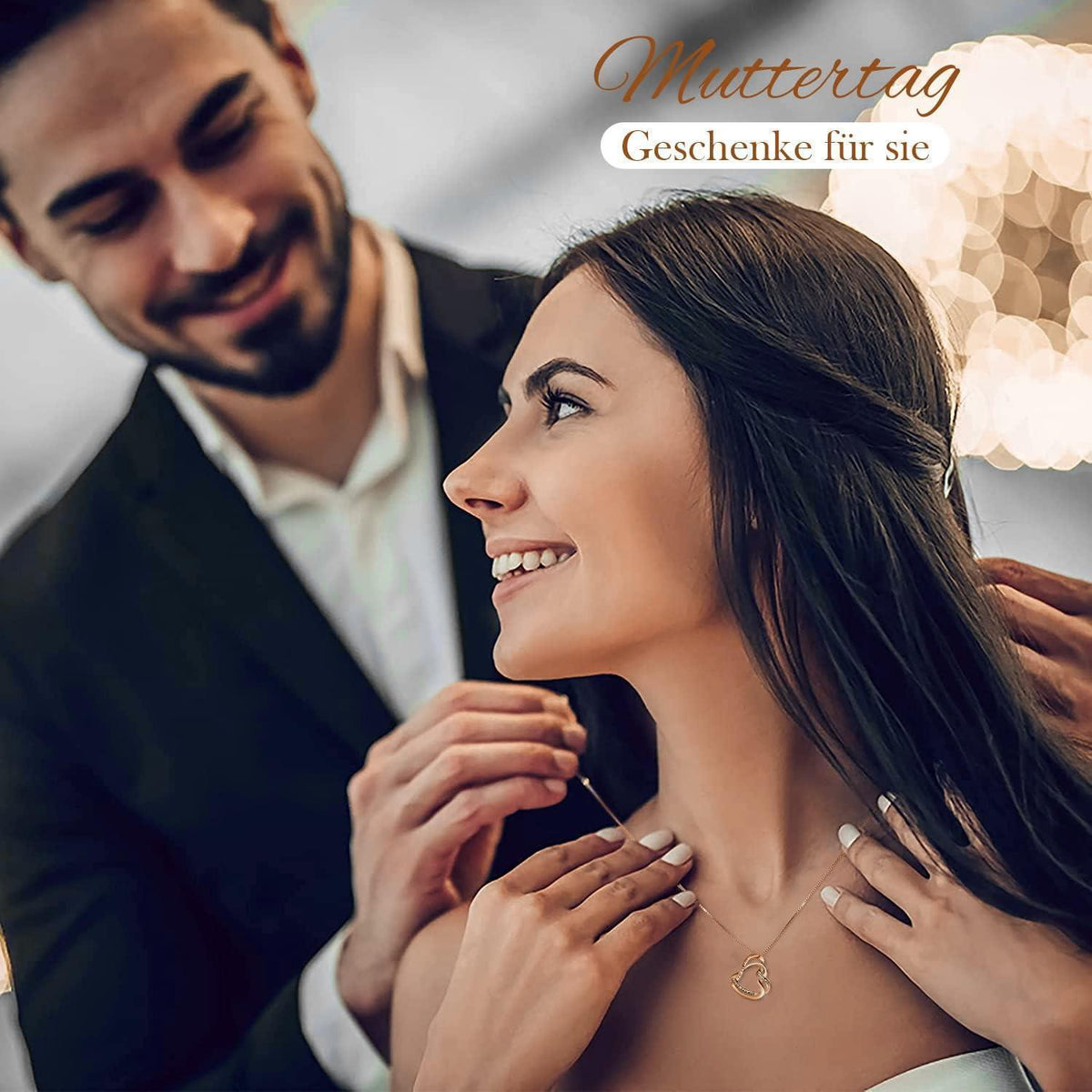 Halskette Damen 925 Sterling Silber Herzanhänger Rosegold
