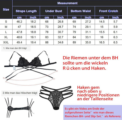 Avidlove Damen Dessous Set Spitzen Reizwäsche Halfter BH Slip v-Ausschnitt M Marineblau