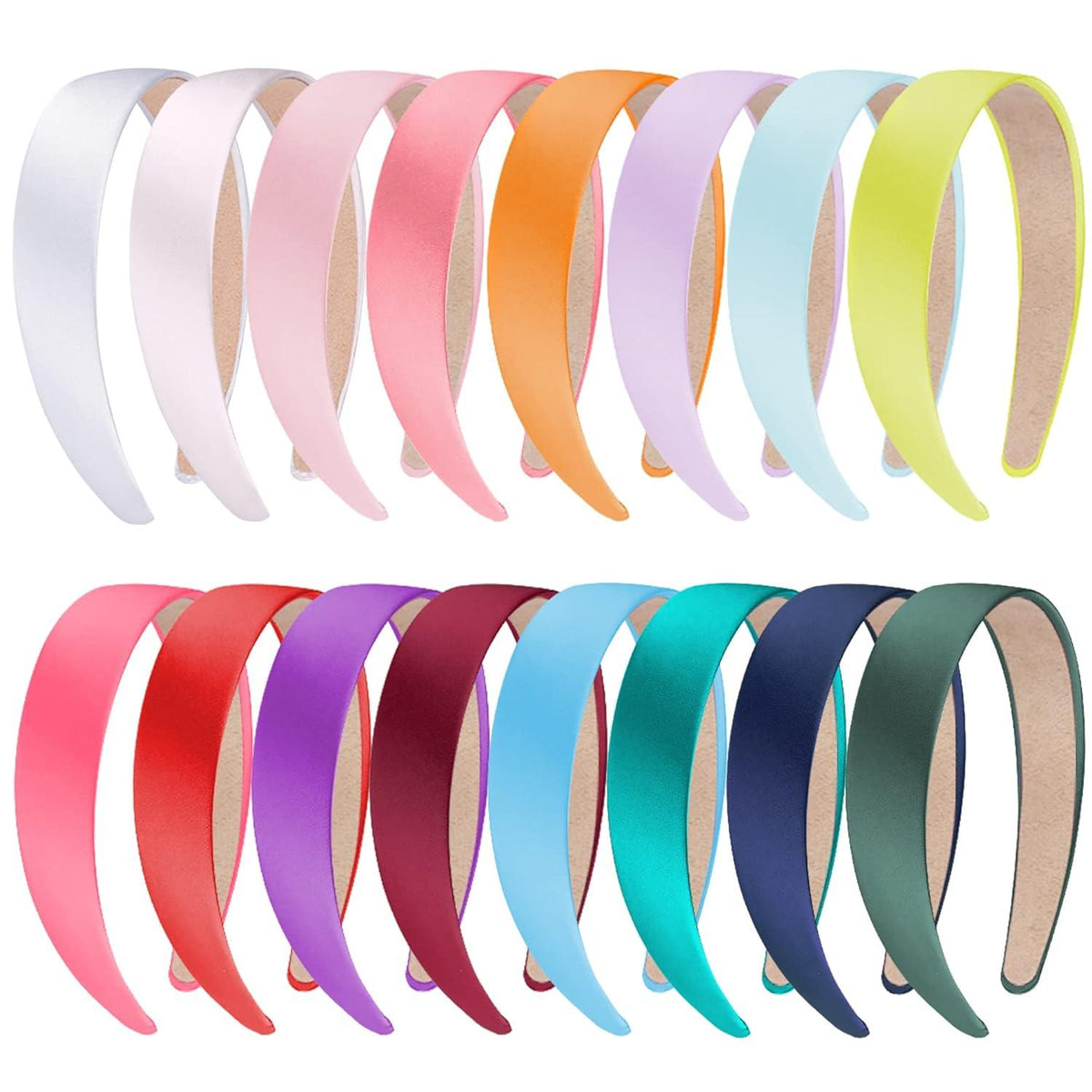 16er Set breite Satin Haarreifen für Frauen und Mädchen