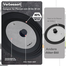 Walfos Universaldeckel Ø 30-20cm Glasdeckel für Töpfe und