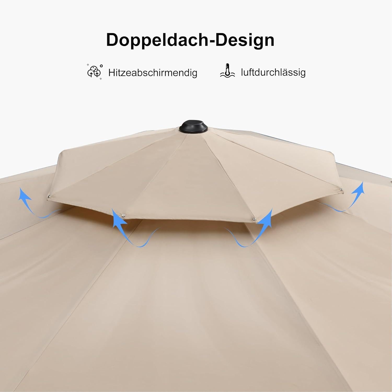 Hochwertiger PURPLE LEAF Sonnenschirm Ampelschirm 330cm Beige