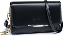 Kleine Umhängetasche aus PU Leder Schwarz mit Kartenschlitz