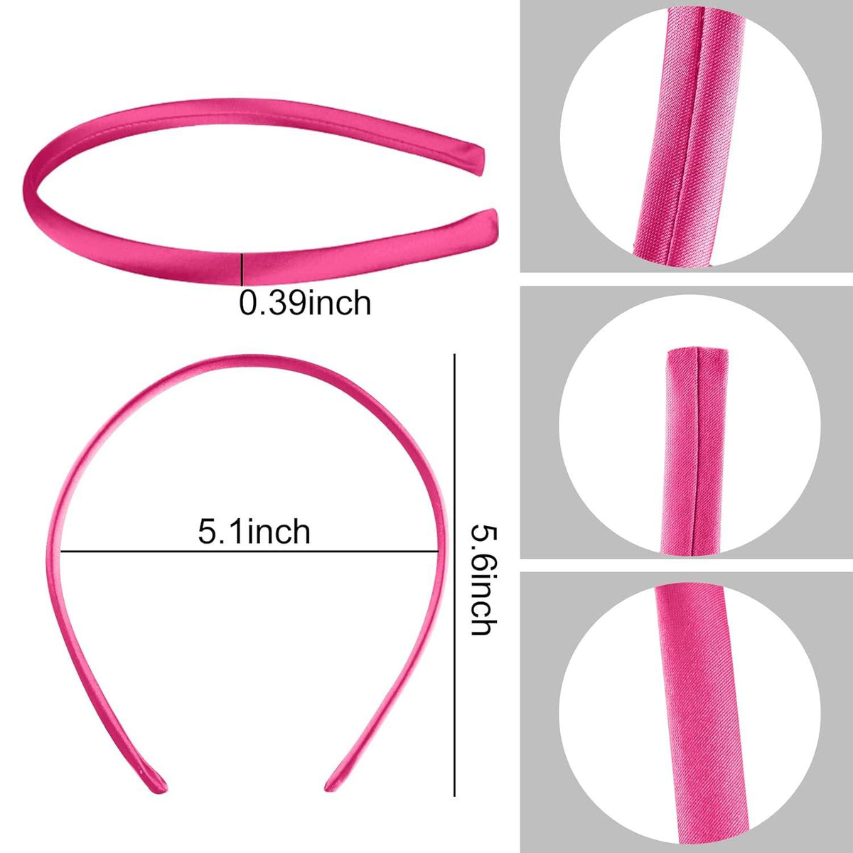 18er Set Satin Stirnbänder in 18 Farben, 1cm breit