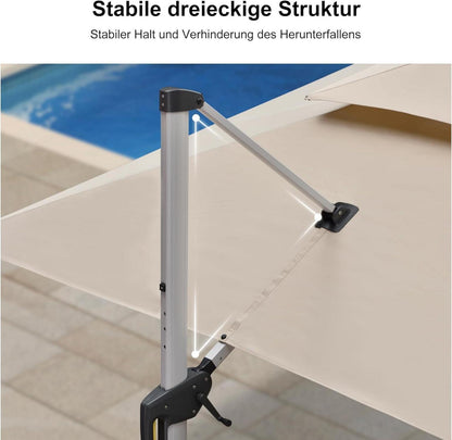 Sonnenschirm Balkon 365x365 cm Ampelschirm UV50+ Beige