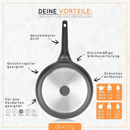 DIVORY Topfset Pfannenset 14-teilig Induktion Kochgeschirr