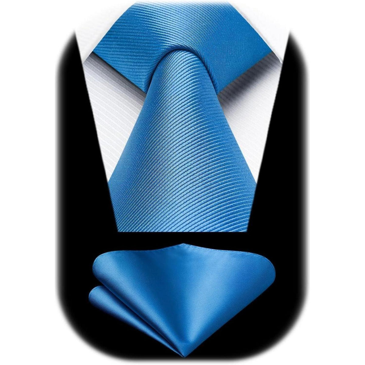 Krawatten-Set Herren mit Einstecktuch, einfarbig, Blau