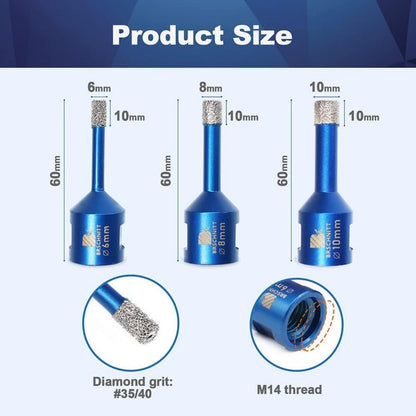 Diamant Fliesenbohrer Set 6-10mm M14 Vakuumlöttechnologie