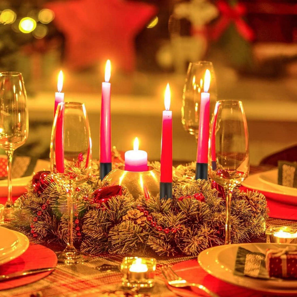 6er Set Kerzenhalter Schwarz für Adventskranz & Stabkerzen
