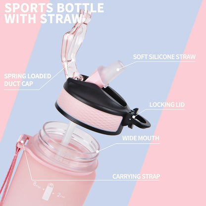 Sport-Wasserflasche mit Strohhalm und