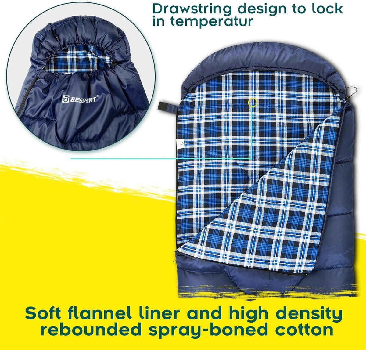 Schlafsack für Camping 3-4 Jahreszeiten -8 °C - 20°C