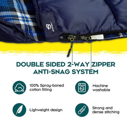 Bessport Schlafsack für Camping 3-4 Jahreszeiten -8 °C bis 20°C | Winter Schlafsack Wasserdicht und Warm