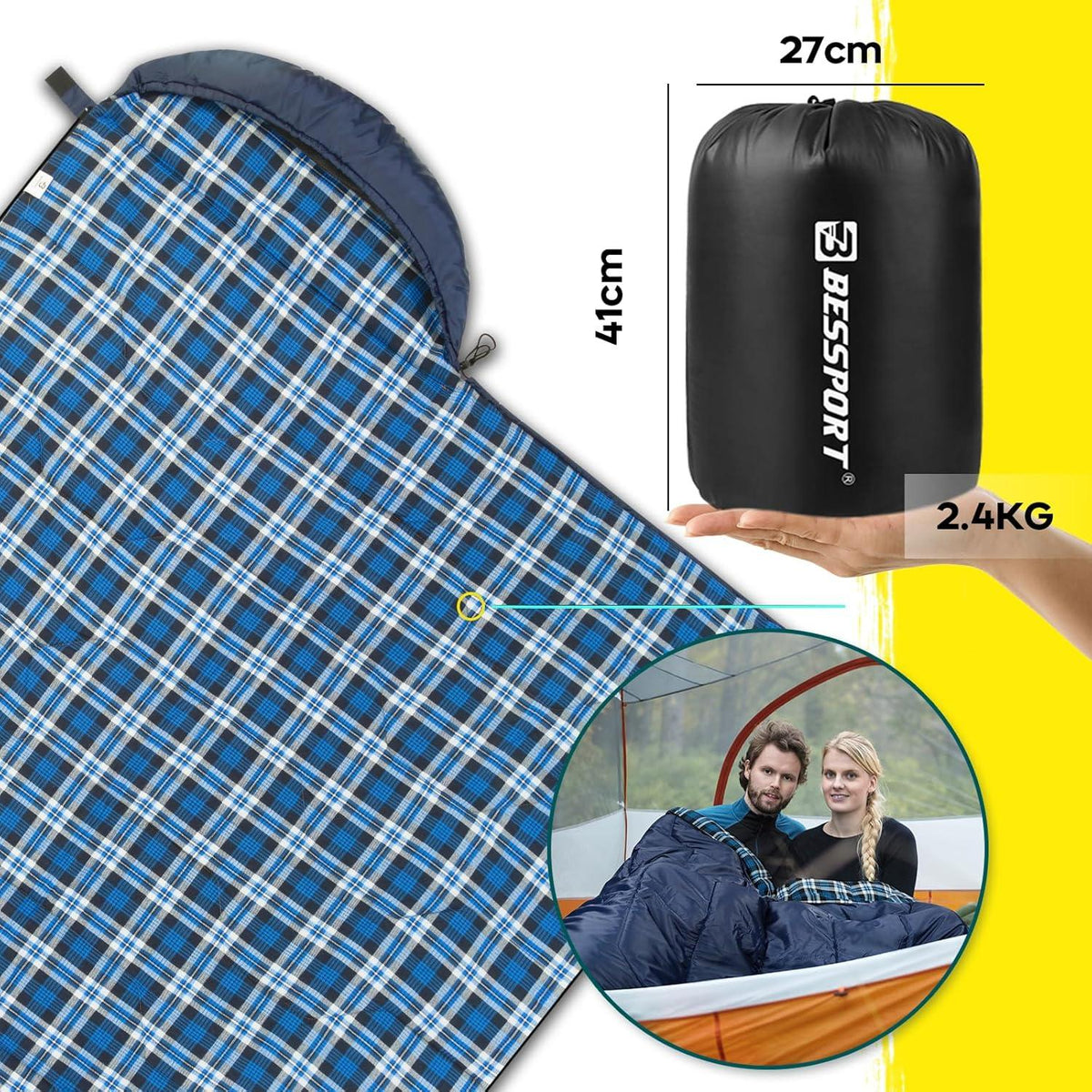 Schlafsack Camping 3-4 Jahreszeiten -8 °C - 20°C Wasserdicht warm Erwachsene
