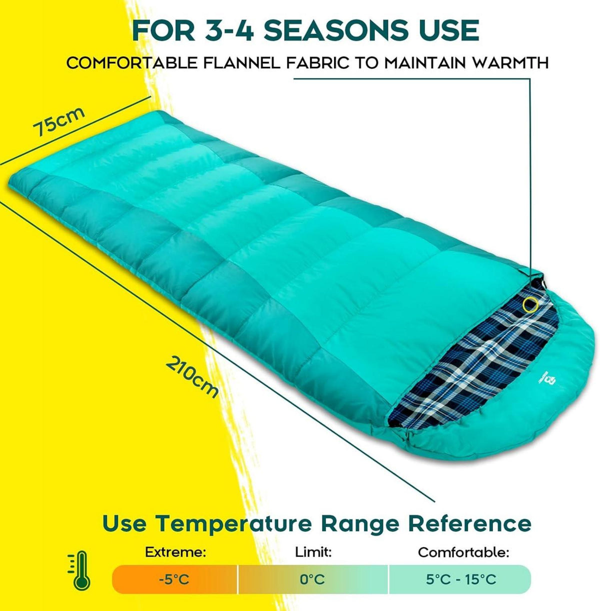 Bessport Schlafsack 3-4 Jahreszeiten -8 bis 20°C
