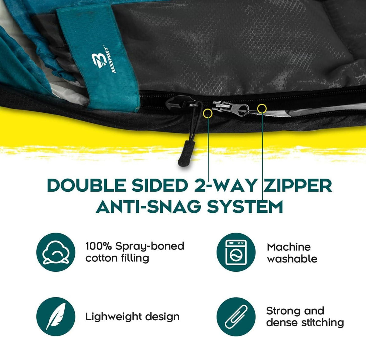 Bessport Schlafsack Camping Winter Leicht Wasserdicht Warm -8°C 20°C Erwachsene