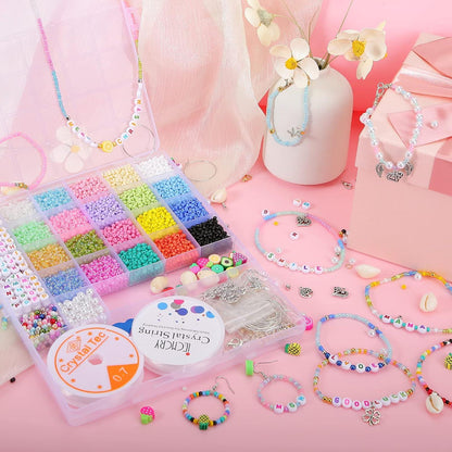 Perlen zum Auffädeln Set 9500 Stücke 3mm Glasperlen DIY Armband Kit