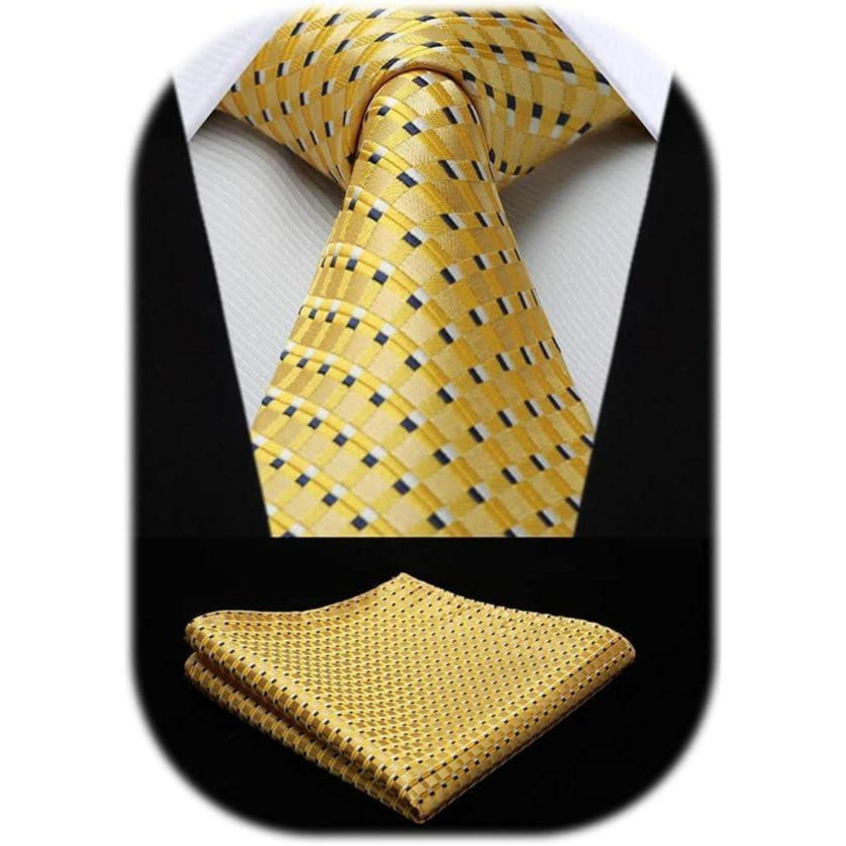 Krawatten & Einstecktuch Set Herren Gelb Gepunktet Formell Elegant