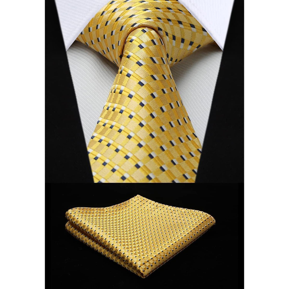 Krawatten & Einstecktuch Set Herren Gelb Gepunktet Formell Elegant