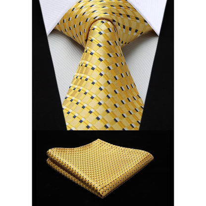 Krawatten & Einstecktuch Set Herren Gelb Gepunktet Formell Elegant
