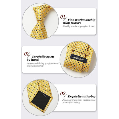 Krawatten & Einstecktuch Set Herren Gelb Gepunktet Formell Elegant