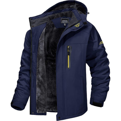 Herren Fleecejacke Winter Warm Gefüttert Winddicht Wasserdicht Dunkelblau S