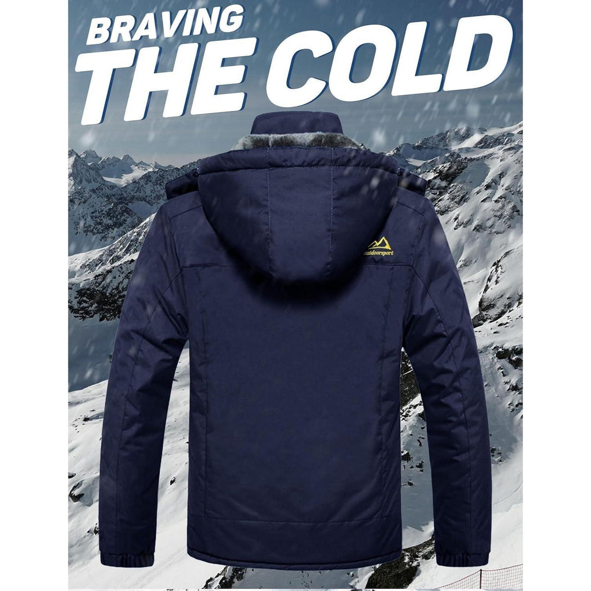 Herren Fleecejacke Winter Warm Gefüttert Winddicht Dunkelblau M