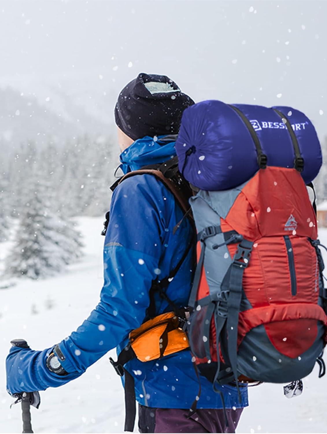 Bessport Mumienschlafsack für 4 Jahreszeiten -10 ℃ bis 15 ℃ Wasserabweisend Blau
