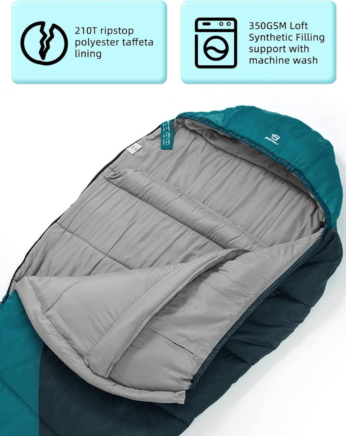 Mumienschlafsack -10 bis 15 ℃ 4 Jahreszeiten Winter Camping Zelten