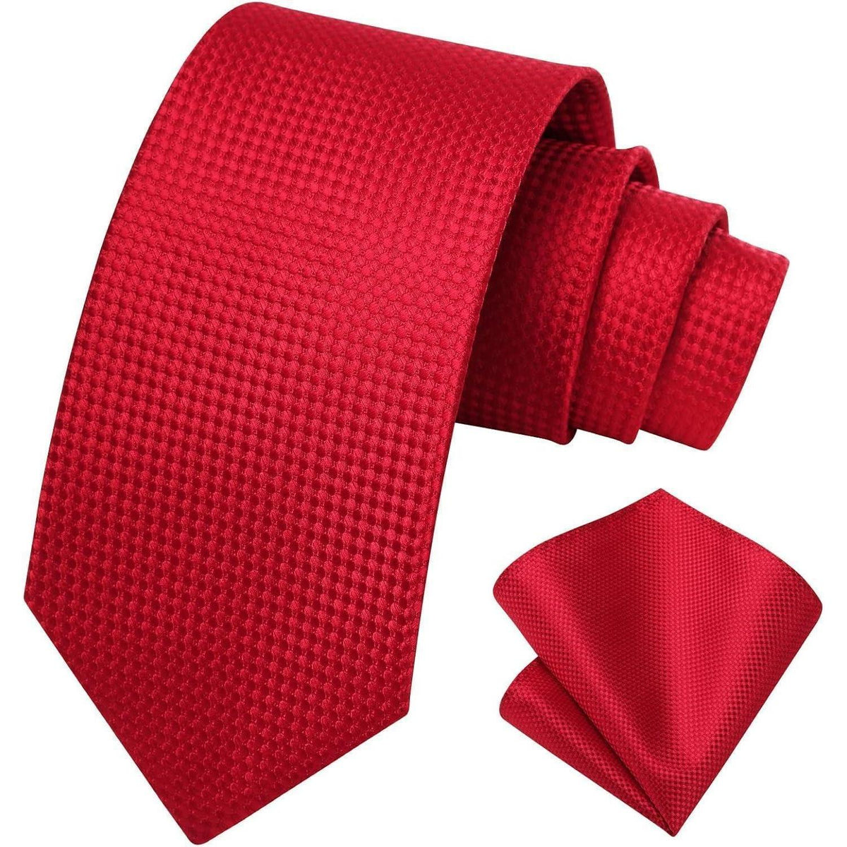 Herren Krawatten Set mit Einstecktuch Rot Elegant Business Hochzeit