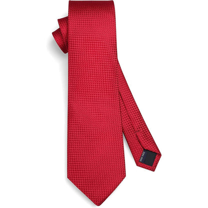 Herren Krawatten Set mit Einstecktuch Rot Elegant Business Hochzeit