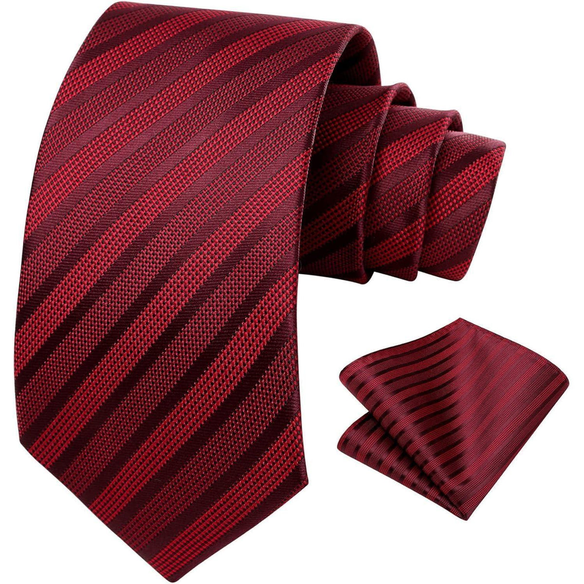 Krawatten & Einstecktuch Set Herren Bordeaux Rot Gepunktet Elegant