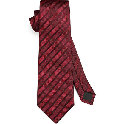 Krawatten & Einstecktuch Set Herren Bordeaux Rot Gepunktet Elegant