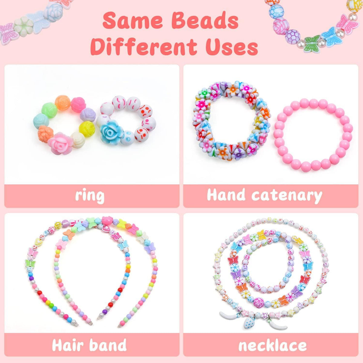 1200 Kinder Perlen Auffädeln Armbänder DIY Schmuck Basteln Mädchen Kreativ Set