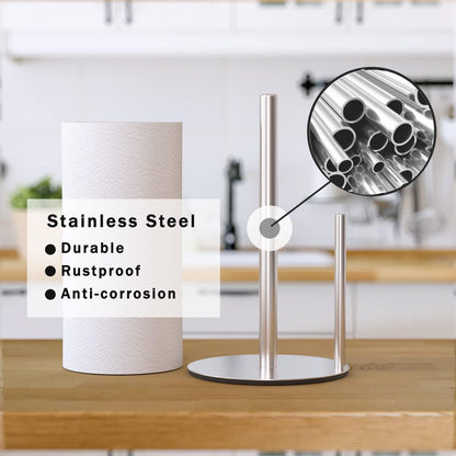 Küchenrollenhalter Edelstahl Silber mit Gewichteter Basis