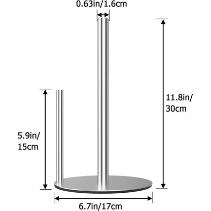 Küchenrollenhalter Edelstahl Silber mit Gewichteter Basis