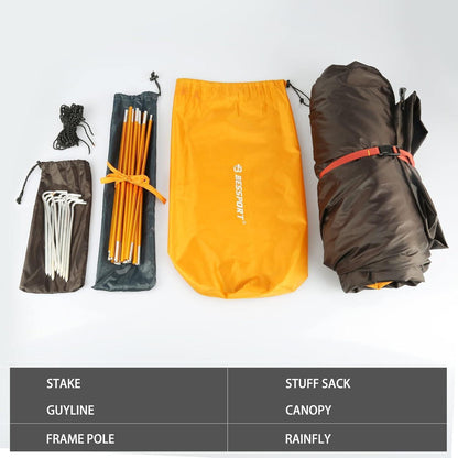 Ultraleichtes Kuppelzelt für 2 Personen, wasserdicht & winddicht, orange