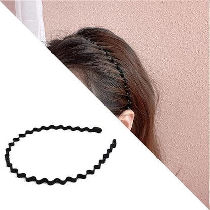 2er Set Metall Haarband schwarz, Rutschfestes Stirnband für Sport Yoga