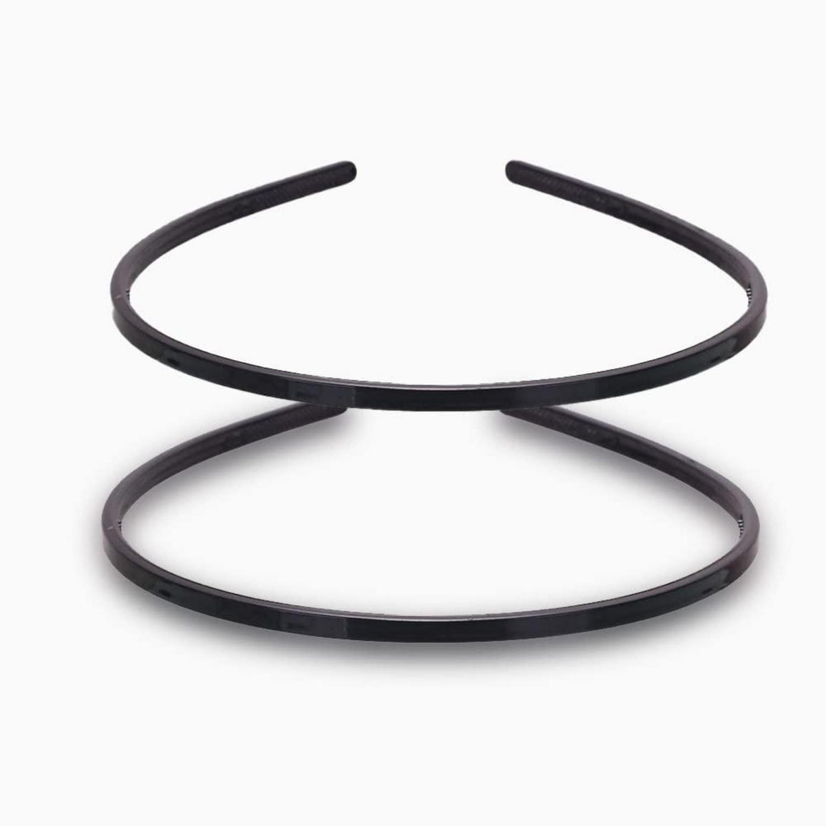2er Set Schwarze Kunststoff Stirnbänder mit Zähnen 6mm - Vielseitiges
