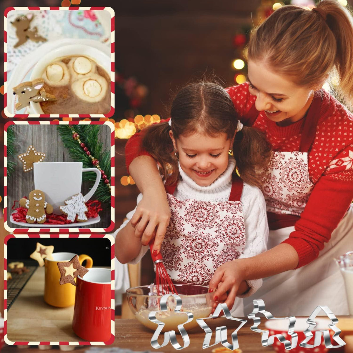 Weihnachts-Ausstechform Edelstahl 4-teilig Keksform Tassenrand