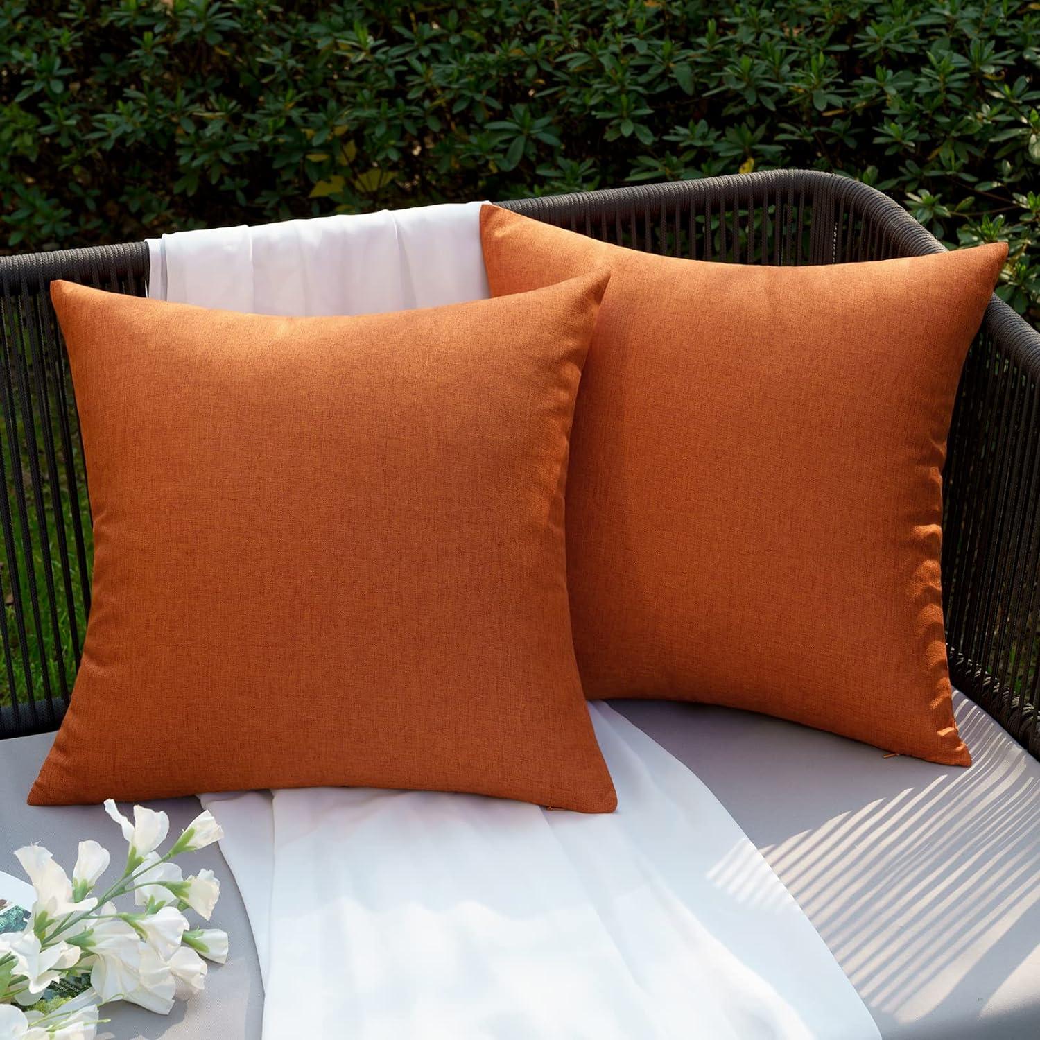 Wasserdichter Kissenbezug für Garten und Sofa 50x50cm 2er Set Orange