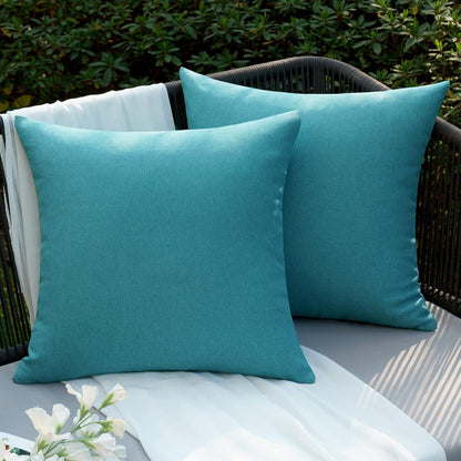 Wasserdichter Outdoor Kissenbezug 45x45 cm 2er Set Pfauenblau