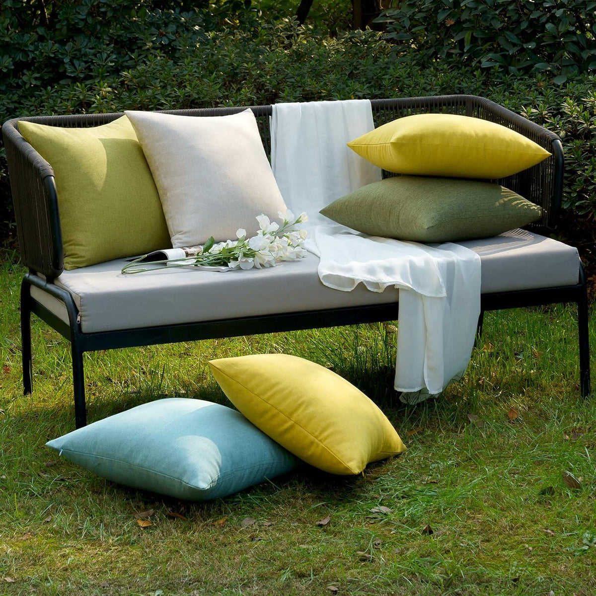 Wasserdichter Kissenbezug Outdoor Dekokissen 45x45 cm Gelb 2er Set