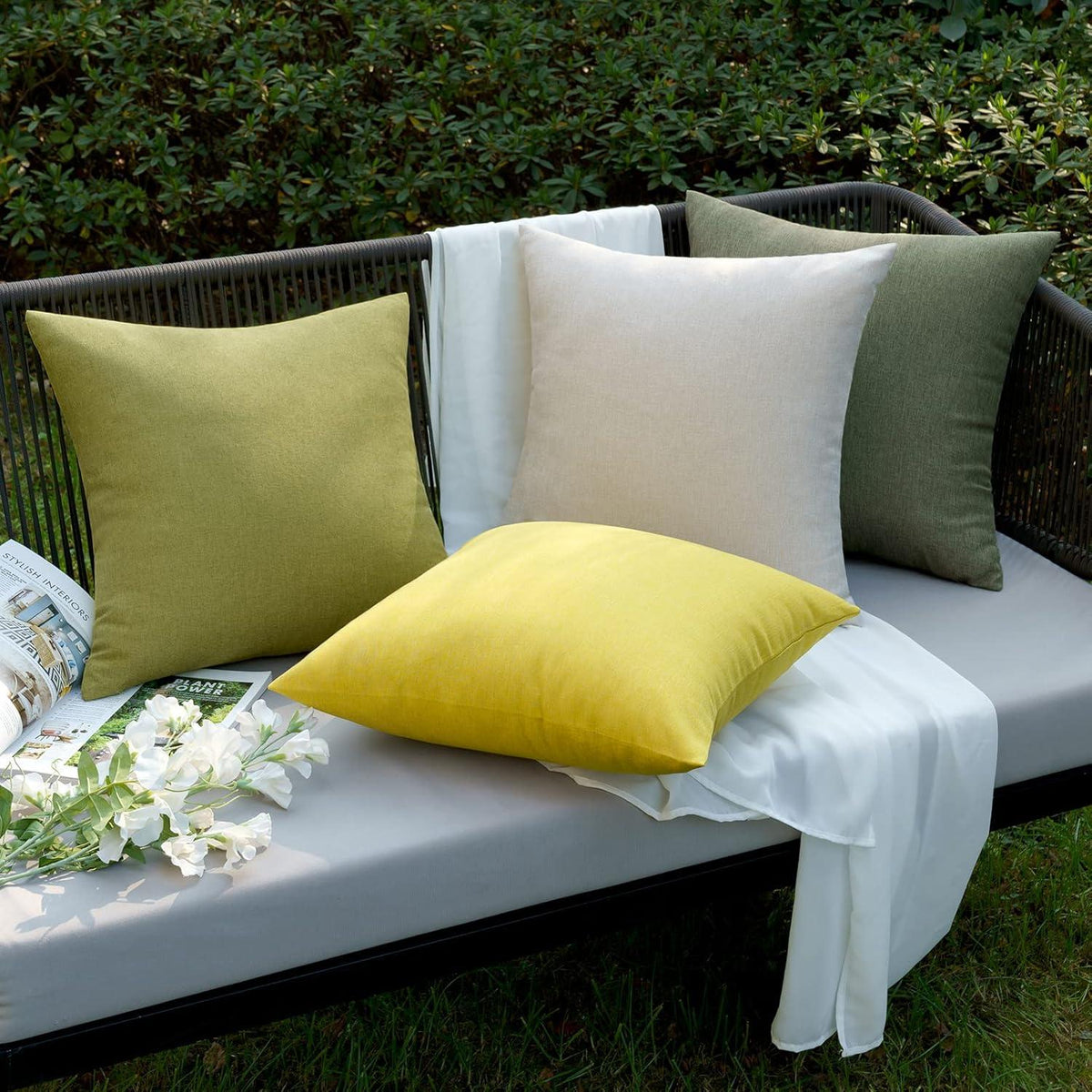 Kissenbezug 45x45 cm Outdoor Wasserfest Gelb 2er Set