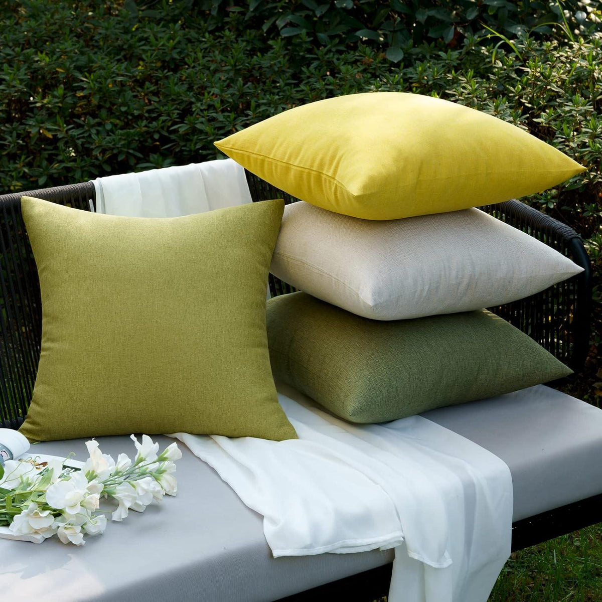 Wasserdichter Outdoor Kissenbezug 2er Set 40x40 cm Gras Grün