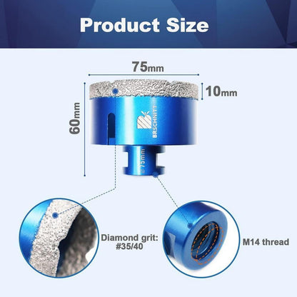 Diamant Fliesenbohrer 75mm M14 2 Stück für Winkelschleifer