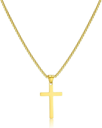 Kreuz Kette Anhänger Edelstahl Christlicher Schmuck Gold Silber 45cm