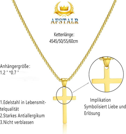 Herren Kreuzkette Gold/Silber Anhänger Christentum Schmuck 45cm