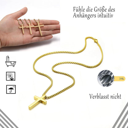 Gold Kreuzkette Herren Halskette Religiöser Schmuck 55cm