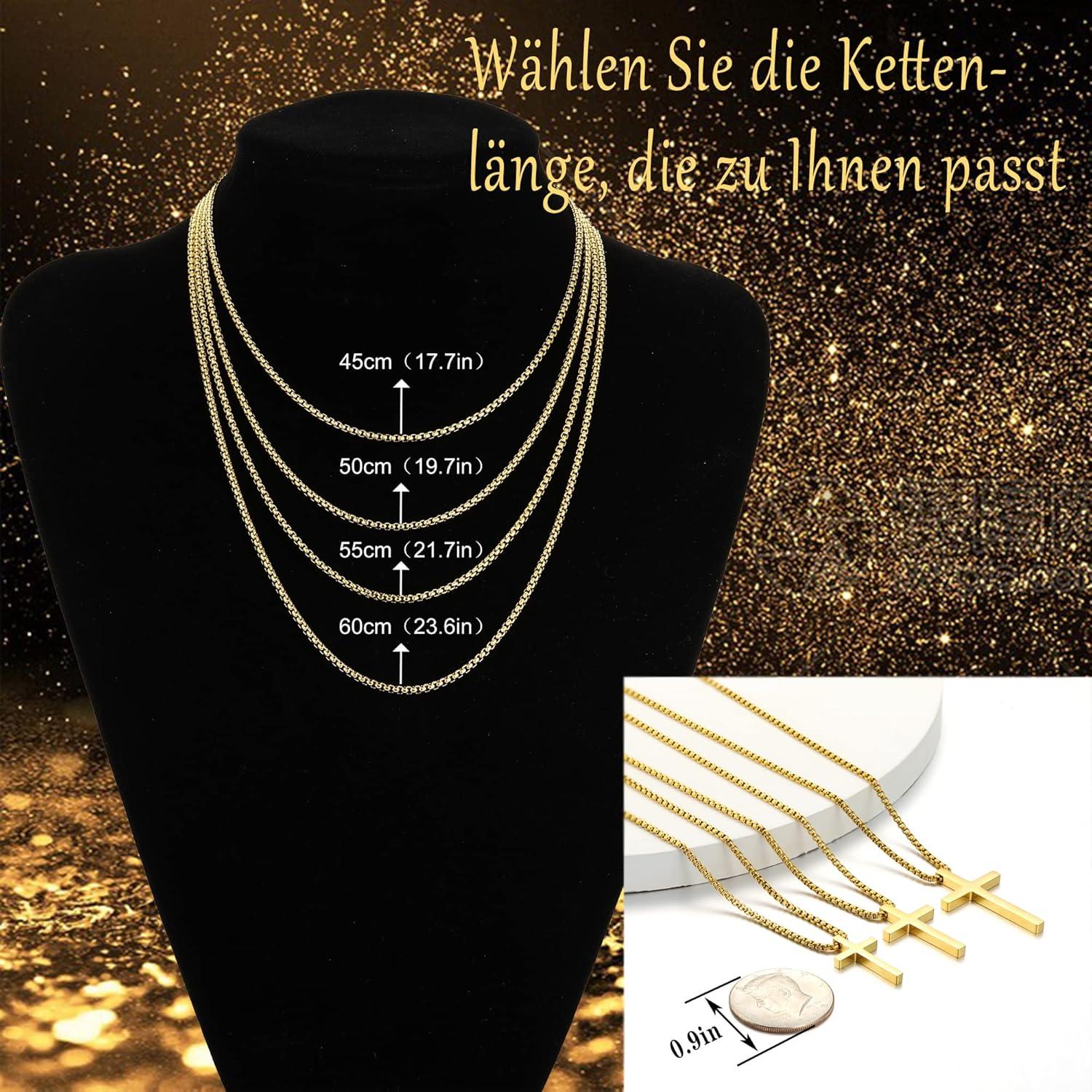 AFSTALR Gold Kreuz Kette Herren Halskette Religiös Anhänger 60cm
